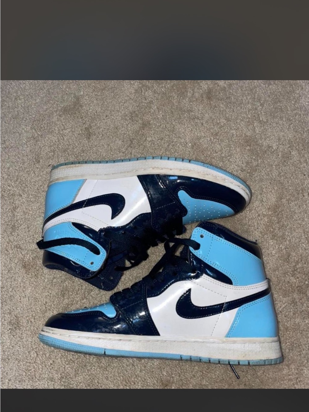 Nike Air Jordan 1 High Top Sneakers in Navy, White & Light Blue